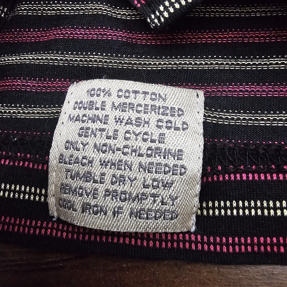 Vintage Peter Millar Mens Large Black Pink Striped Polo Golf Shirt Dad Y2k - Picture 7 of 8